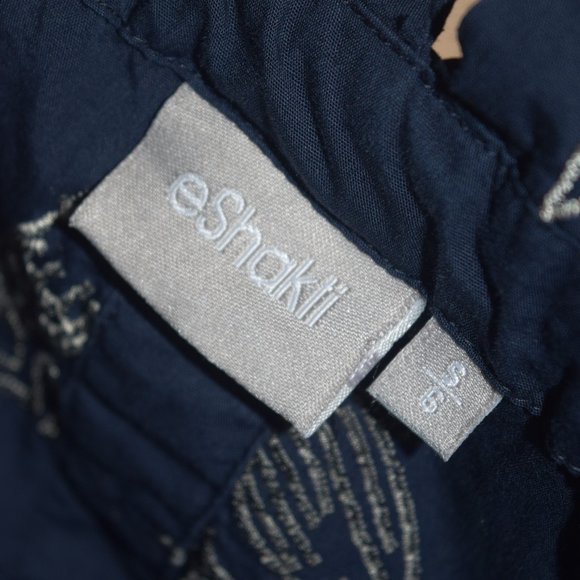 Eshakti Navy Blue Flattering Fun Dress w/ Embroidered White Birds, Size Small S - Picture 8 of 10